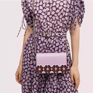 Kate Spade New York Lilac Sylvia Clover Appliqué Chain Crossbody Wallet Clutch